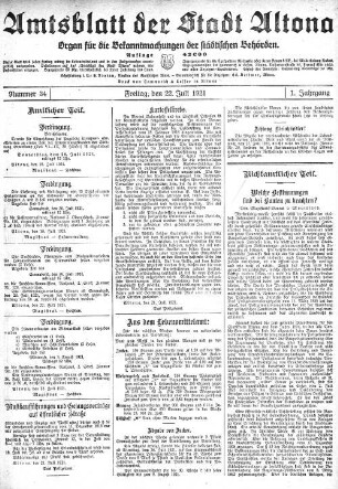 Nummer 34 : Freitag, den 22. Juli 1921