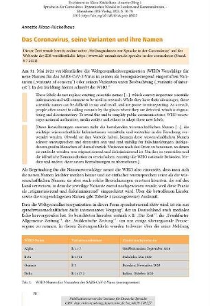 Das Coronavirus, seine Varianten und ihre Namen