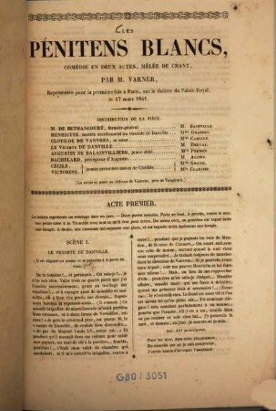 Les pénitens blancs : comédie en deux actes, mêlée de chant