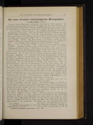 Die erste deutsche entomologische Monographie.