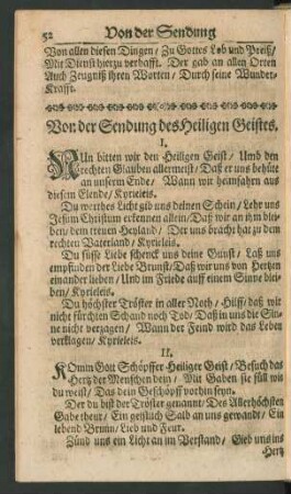 Von der Sendung des Heiligen Geistes.