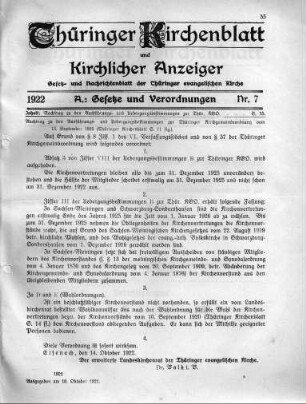 Nr. 7 : 16. Oktober 1922