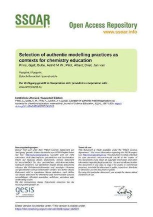 Selection of authentic modelling practices as contexts for chemistry education