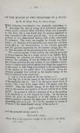 On the motion of two cylinders in a fluid.