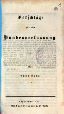 Vorschläge für eine Bundesverfassung