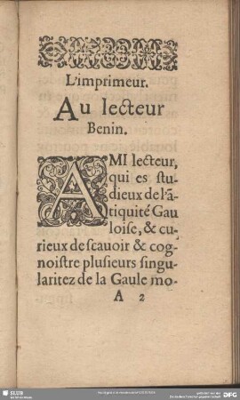 L'imprimeur. Au Lecteur Benin