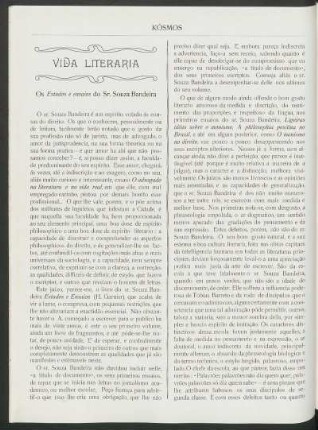 Vida literaria : Os estudos e ensaios do Sr. Souza Bandeira