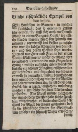 Etliche erschröckliche Exempel von dem Leßlen