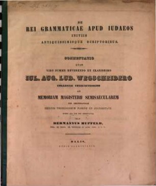 De rei grammaticae apud Iudaeos initiis antiquissimisque scriptoribus