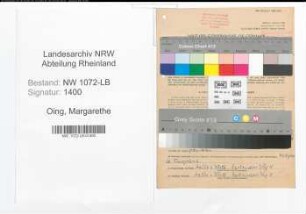 Entnazifizierung Margarethe Oing , geb. 27.02.1896 (Aerztin)