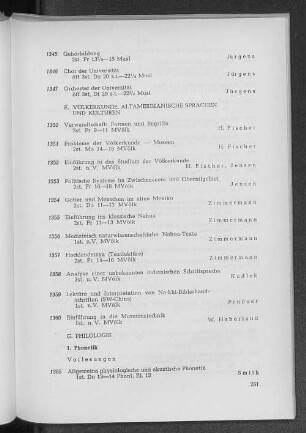 F. Völkerkunde, Altamerikanische Sprachen und Kulturen