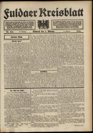 Zweite Ausgabe vom Mittwoch, den 02. Oktober 1912.