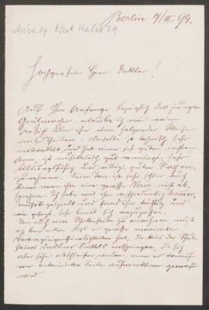 Brief an Franz Wüllner : 07.03.1894