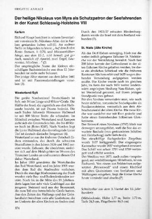 Der heilige Nikolaus von Myra als Schutzpatron der Seefahrenden in der Kunst Schleswig-Holsteins VIII