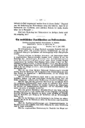 Ein vorbildliches Rundschreiben an Volksvertreter