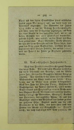 III. Das achtzehnte Jahrhundert