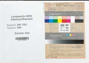 Entnazifizierung Karl Sommer , geb. 27.07.1898 (Haendler)