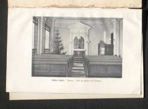 Messias Kapelle. Inneres. Links am Fenster der Taufstein.