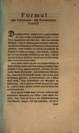 Formul zum Certiorations- und Renunciations-Protocoll