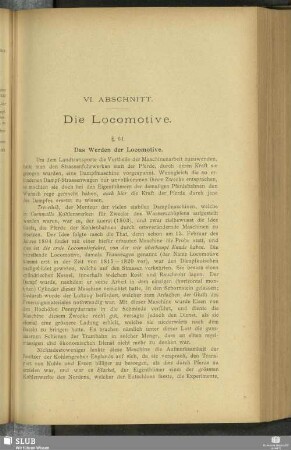 VI. Abschnitt. Die Locomotive