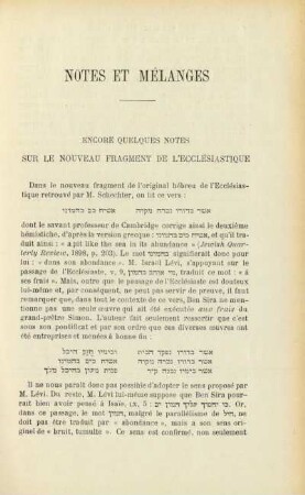 Notes et mélanges
