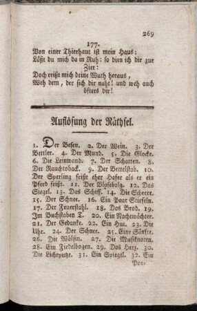 Auflösung der Räthsel.