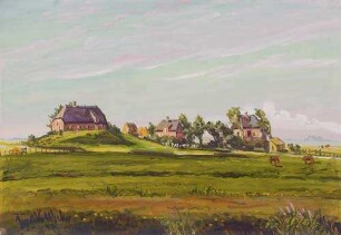 Typische Marschsiedlung auf Warften (Friesland)