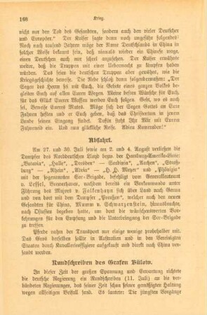 Rundschreiben des Grafen Bülow