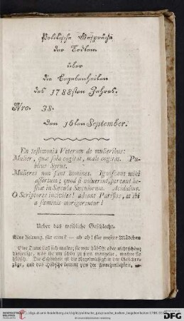 Nro. 38. Den 16ten September