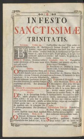In Festo Sanctissimae Trinitatis.