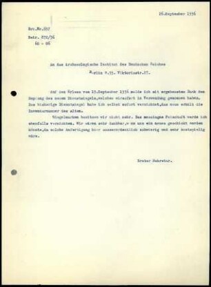 G. Karo an DAI Zentrale