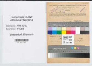 Entnazifizierung Elisabeth Blittersdorf, geb. 16.05.1905 (Postangest.)