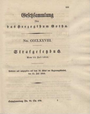 378. Strafgesetzbuch, vom 12. Juli 1850.