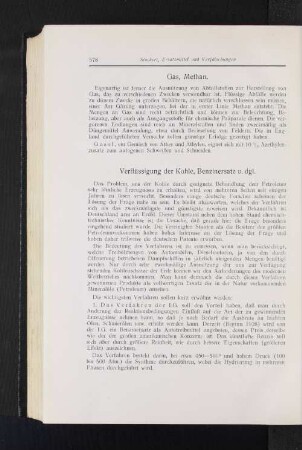 Verflüssigung der Kohle, Benzinersatz u. dgl.
