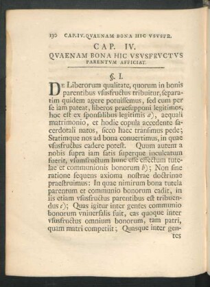 Cap. IV. Quaenam Bona Hic Ususfructus Parentum Afficiat.