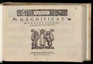 Cristóbal de Morales: Magnificat moralis ispani cum quatuor vocibus. Cantus