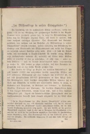 "Zur Missionsfrage in unisern Schutzgebieten"