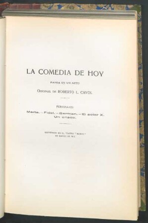 La comedia de hoy : Farsa en un acto