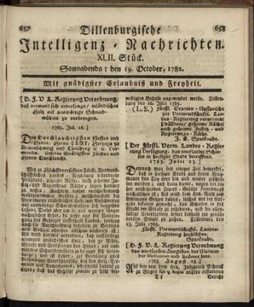 XLII. Stück. Sonnabends : den 19. October, 1782.