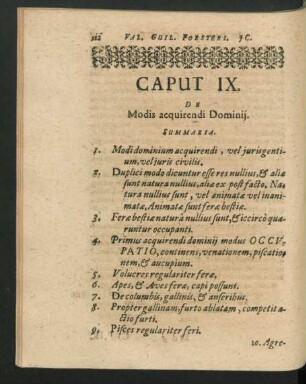 Caput IX. De Modis acquirendi Dominii.