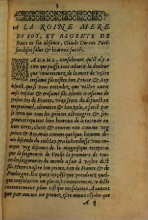 Discovrs Des Choses Memorables, faittes à l'entree du Roy de France & de Polongne, en la ville de Venize : Enuoyé à la Royne mere du Roy, & Regente de France en son absence