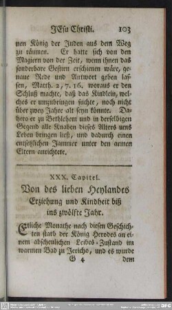 XXX. Capitel. Von des lieben Heylandes Erziehung und Kindheit biß ins zwölfte Jahr