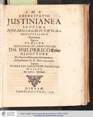 Exercitatio Justinianea Septima