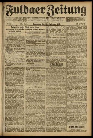 Erste Ausgabe vom Donnerstag, den 28. September 1916.