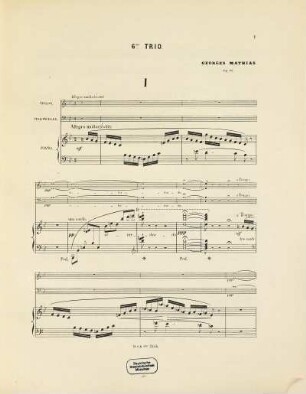 6me trio : pour piano, violon & violoncelle ; op. 60