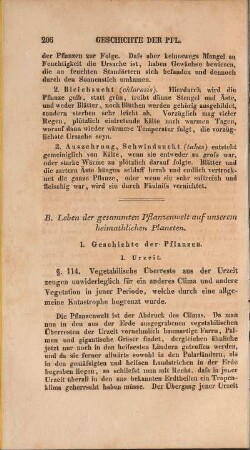 B. Leben der gesammten Pflanzenwelt auf unserem heimathlichen Planeten.