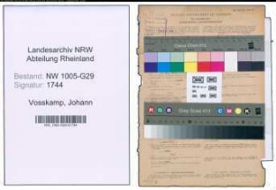 Entnazifizierung Johann Vosskamp , geb. 16.01.1894 (Bahnsekretaer)