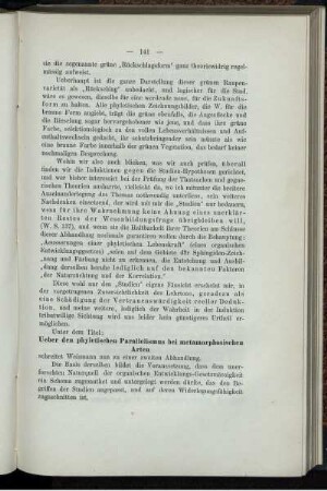 Ueber den phyletischen Parallelismus bei metamorphosischen Arten