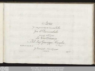 Aria Jo son poverina ne rica né bella per il Clavicembalo ricavata dall'Opera La Vera Constanza : Racolta d'Arie No. 25