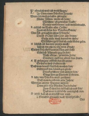 Erfreulich wolt ich wohl singen/ Zu Ehrn einen Bürcken-Freund/ ...